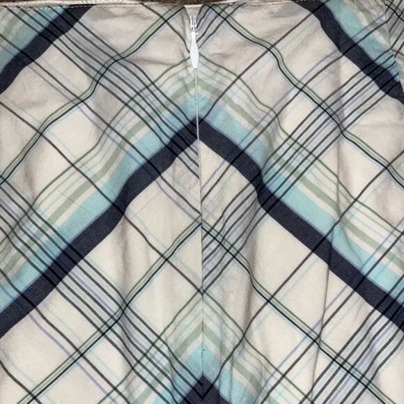 American Eagle Plaid Skirt Blue White Argyle High Rise Preppy Mini Womens Size 8 - Picture 4 of 6